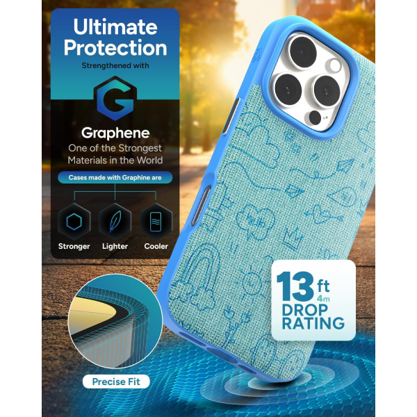 Zagg Apple iPhone 16 Pro London Snap Klf -Blue Doodle