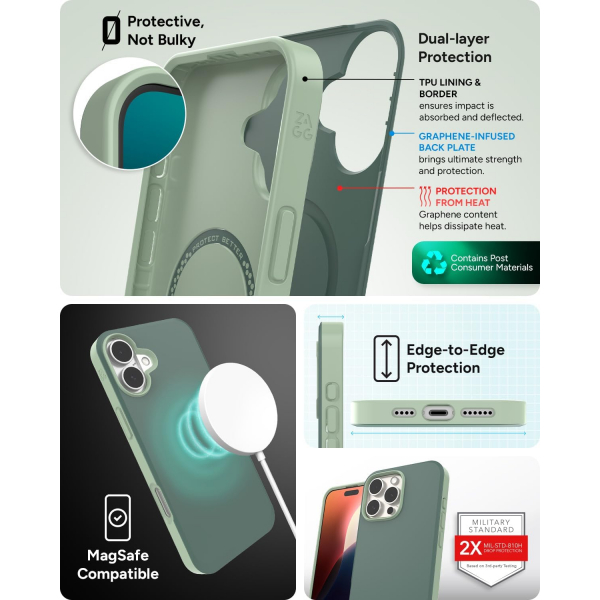 Zagg Apple iPhone 16 Plus SoHo Snap Klf -Green