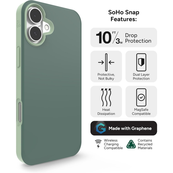 Zagg Apple iPhone 16 Plus SoHo Snap Klf -Green