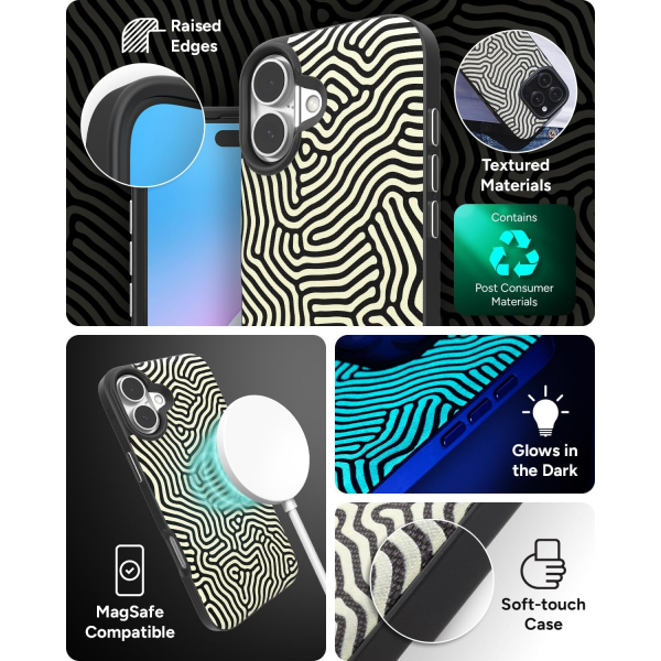 Zagg Apple iPhone 16 London Snap Klf -Glow In The Dark Maze