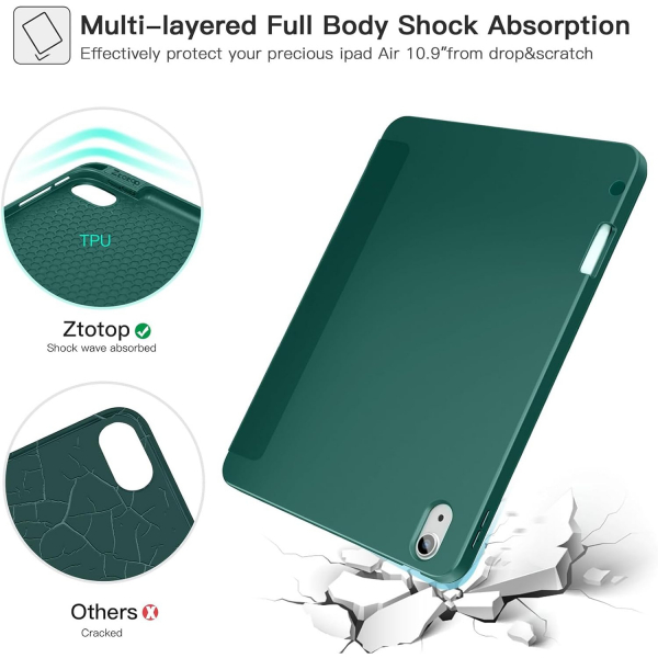 Ztotop Kalem Blmeli iPad Air 6.Nesil Klf (11 in)-Dark Green