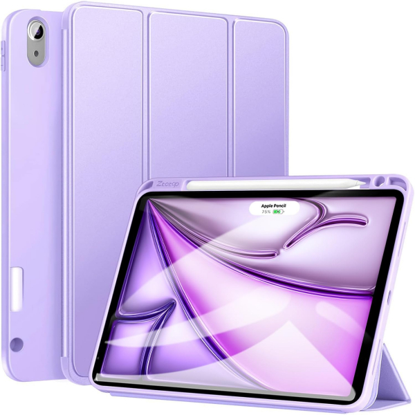 Ztotop Kalem Blmeli iPad Air 6.Nesil Klf (11 in)-Purple