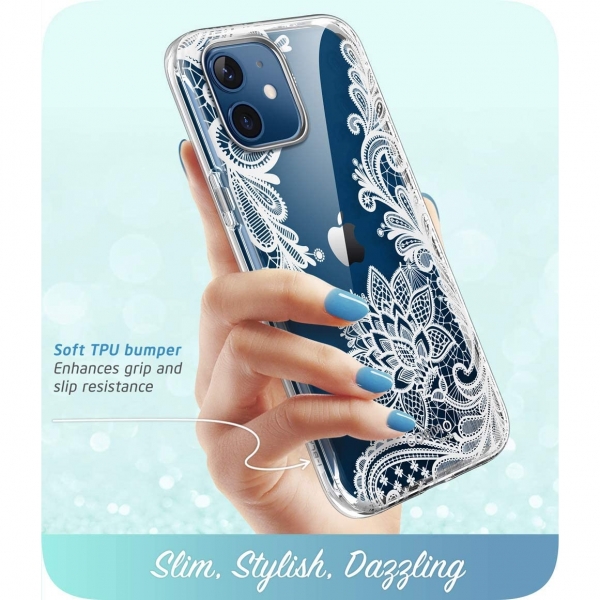 i-Blason Apple iPhone 12 Cosmo Serisi Klf-Lace-White