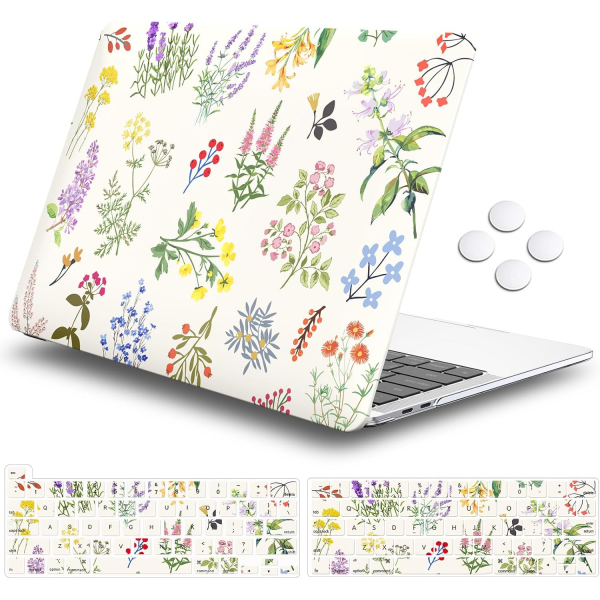 iCasso MacBook Pro Sert Kabuk Klf (13 in)-White Elegant Floral 