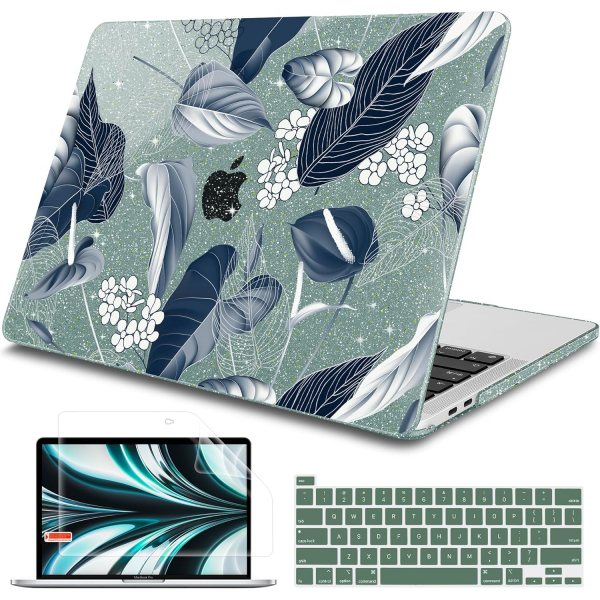 Tuiklol MacBook Pro Sert Kabuk Klf (13 in)-Glitter Flower 