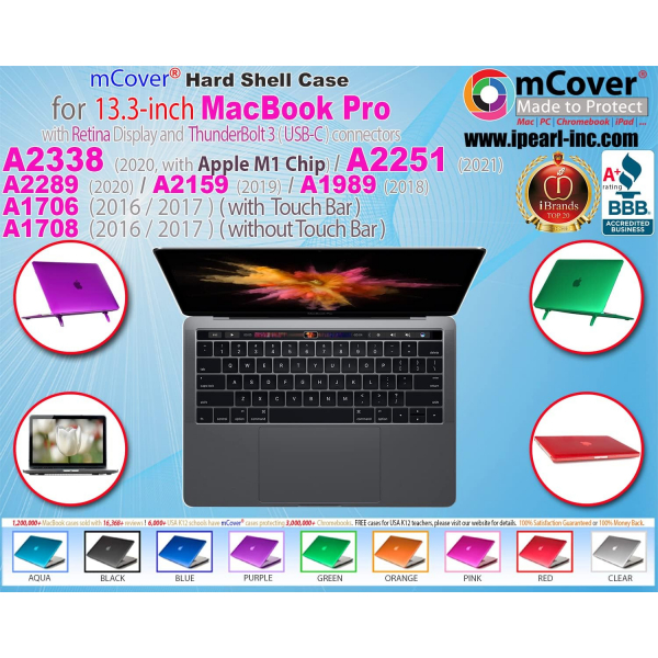 iPearl mCover MacBook Pro Klf (13.3 in)-Aqua 